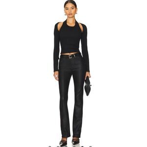 NWT Free People x We The Free Xena Coated Straight Jeans in Ethereal Black SZ 31